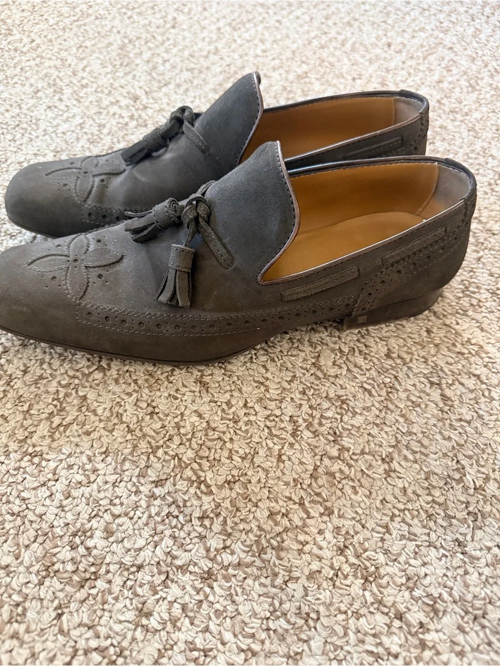 Louis Vuitton Men's Suede Tassel Loafers in Dark Gray